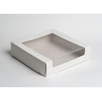 Коробка для торта 180х180х100 мм, с окном, неразъем.крышка, без руч., бел., карт., 120 шт/кор "Forgenika" KT-100 РОССИЯ КТ-100 (с окном) белый