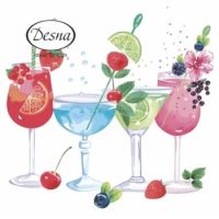 Салфетки 240х240 мм 1-сл., диз. "Коктейль", разноцв., бум., 40 шт/упак "Desna Design" 32 упак/кор РОССИЯ 57558