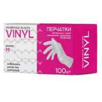 Перчатки виниловые, р-р M, неопудрен., прозр., 50 пар/упак 10 упак/кор КИТАЙ V003CR