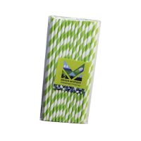 Трубочки для коктейлей 195 мм, d6 мм, диз. "Лиана", бело-зел., бум. прямые, 50 шт/упак "GREEN MYSTERY" 50 упак/кор КИТАЙ