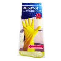 Перчатки латексные, р-р L, желт., 1 пар/упак "Хозяйка" 240 пар/кор КИТАЙ 771711
