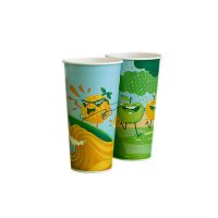 Стакан бумажный 500 мл 1 сл., d90 мм, диз. "Фрукты на отдыхе", карт., 40 шт/упак 640 шт/кор РОССИЯ 500ХН Фрукты на отд.(640