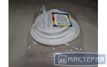 Набор одноразовой посуды для пикника [1 стак. 200 мл, ПП+1 тар. 475 мл, ПП+1 тар. d205 мм, ПП+1 тар. d153 мм, ПП+1 ст.лож.+1 ч.лож.+1 вил.+1 нож] 12 упак/кор РОССИЯ 187310