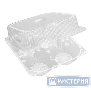 Упаковка для кондит. изделий 1300[4х325] мл 4-секц., 186х186х81 мм, неразъем.крышка прозр., ОПС, 380 шт/кор "Протэк" РОССИЯ ИП-2 "А"