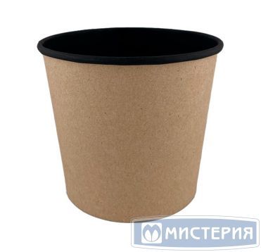Контейнер 400 мл, d100хh85 мм, без окна, без крышки, крафт-черн., карт., 30 шт/упак "OSQ" Round Bowl 400 Black Wood 600 шт/кор РОССИЯ OSQ Round Bowl 400 (BW) (600)