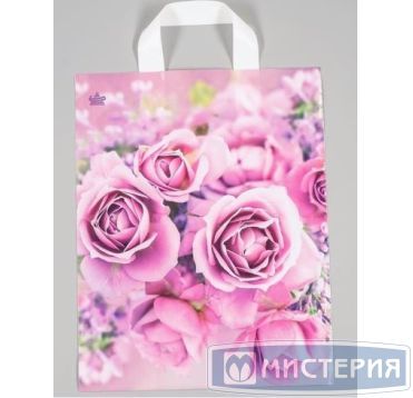 Пакет 280х350 мм, 55 мкм с петлев. ручками, диз. "Нежные розы", ПВД, 50 шт/упак "Тикопластик" 700 шт/кор РОССИЯ н00128913