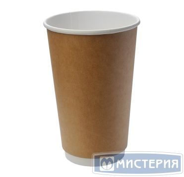 Стакан для холодного и горячего, 0.4/0.518л, коричневый, картон, двухслойный