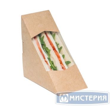 Упаковка [коробка] для сэндвичей 130х130х70 мм, с окном, неразъем.крышка, крафт-бел., карт., 50 шт/упак "OSQ" Sandwich 70 600 шт/кор РОССИЯ OSQ SANDWICH 70