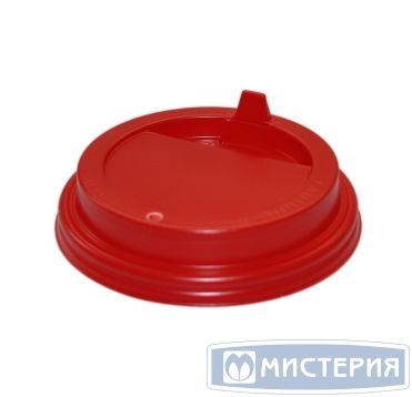Крышка для стаканов, для холодного и горячего, d 80 мм, красная, с клапаном, полистирол