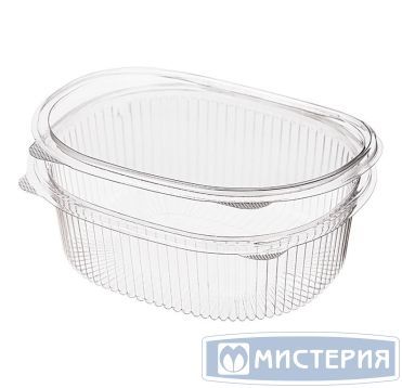 Контейнер 1000 мл 1-секц., овал 176х148х77 мм, неразъем.крышка, прозр., ОПС, 270 шт/кор "Комус" 270 шт/упак РОССИЯ РКС-1000 (СП) (Т)