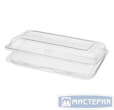 Упаковка для кондит. изделий 2400 мл, 1-секц. 311х191х56[296х166х50] мм, неразъем.крышка, прозр., ОПС, 180 шт/кор "Комус" 180 шт/упак РОССИЯ РК-50 (Т)