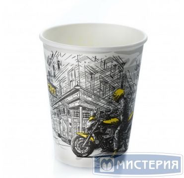 Одноразовый стакан для холодного и горячего, 0.25л, верхний d 80мм нижний d 56мм, h 92мм, с рисунком Big Citi Life, с рисунком, однослойный, картон