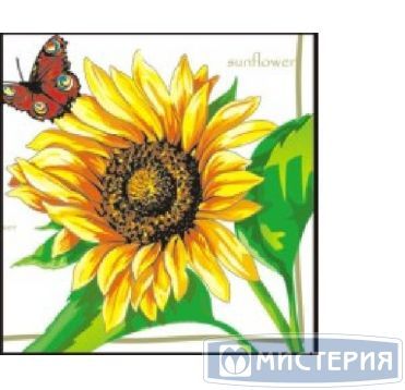 Салфетки 240х240 мм 1-сл., диз. "Подсолнух", разноцв., бум., 40 шт/упак "Desna Design" 32 упак/кор РОССИЯ 57457