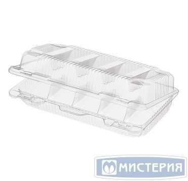 Упаковка для кондит. изделий 1000[5х200] мл 5-секц., 258х155х65 мм, неразъем.крышка, прозр., ОПС, 130 шт/кор "Комус" 130 шт/упак РОССИЯ РК-25С5 (Т)