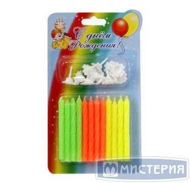 Свечи для торта классические d5хh60 мм, без дизайна, разноцв., 24 шт/упак 30 упак/кор РОССИЯ 0103