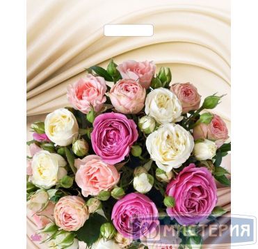 Пакет 380х450 мм, 60 мкм с проруб. ручками, диз. "Желанный букет", ПВД, 50 шт/упак "Тикопластик" 500 шт/кор РОССИЯ н00206995