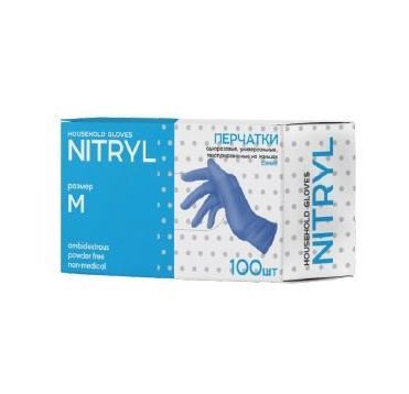 Перчатки нитриловые, р-р M, неопудрен., син., 50 пар/упак 10 упак/кор КИТАЙ N003BE