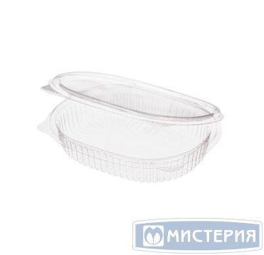 Контейнер 250 мл 1-секц., овал 159х130х30 мм, неразъем.крышка, прозр., ОПС, 350 шт/кор "Протэк" 350 шт/упак РОССИЯ ИПР-250 АВ