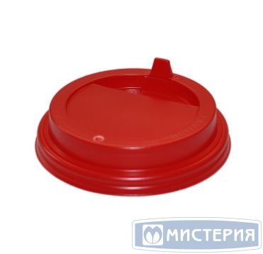 Крышка для стаканов, для холодного и горячего, d 90 мм, красная, с клапаном, полистирол