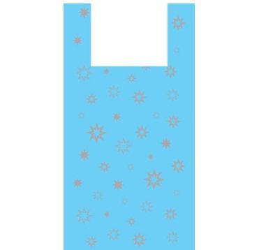 Пакет "майка" 32+16х60см ПНД, "ЗВЁЗДЫ" синяя 17 мкм