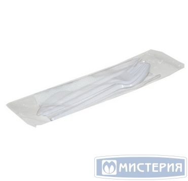 Комплект столовых приборов №4 [лож.ст.+ вил.+ нож: 165 мм, бел., ПС+ салф.], 300 шт/кор 300 шт/упак РОССИЯ