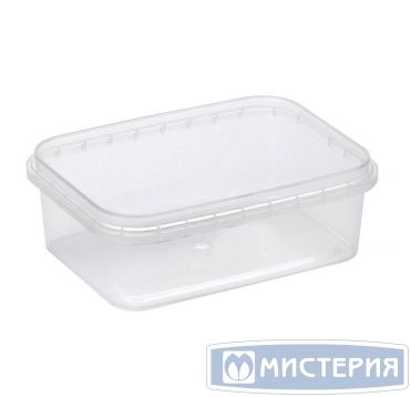 Контейнер для пресервов/мёда 280мл,"банка", прямоугольный 120x91x40мм, контрольный замок, полупрозрачный, ПП
