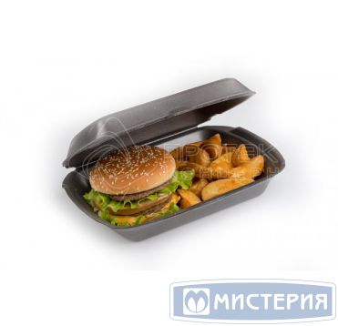 Ланч-бокс 1 секц.,  внеш. 207х250х61мм, внутр. 180х247х57мм, чёрн., ВПС