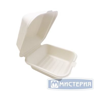 Коробка для бургера [бургербокс] 155х153х85 мм, бел., сах.тростник, 50 шт/упак 500 шт/кор КИТАЙ TM-B101В/KY61