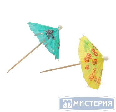 Пика 100 мм, диз. "Зонтик", разноцв., древ. волокно, 144 шт/упак 20 упак/кор КИТАЙ 600066К