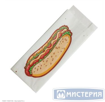 Упаковка для хот-дога типа "Уголок" 225х[80+40] мм, диз. "Хот Дог", разноцв., бум., 100 шт/упак 3 000 шт/кор РОССИЯ