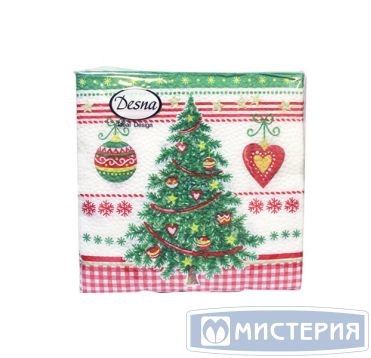 Салфетки 250х250 мм 1-сл., диз. "Новогодняя ель", разноцв., бум., 40 шт/упак "Desna Design" 32 упак/кор РОССИЯ 57540