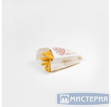 Пакет пищевой [110+50]х175 мм без руч., без окна, диз. "Картофель фри", разноцв., бум., 100 шт/упак 2 000 шт/кор РОССИЯ