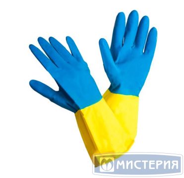 Перчатки латексные, р-р XL, сине-желт., 1 пар/упак "Lux" 144 пар/кор КИТАЙ 405-134