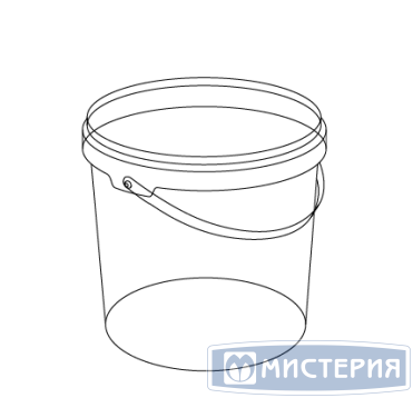 Ведро пищевое 3400 мл, d182хh175 мм, с ручкой, крышка в компл, прозр., ПП, 50 шт/кор 50 шт/упак РОССИЯ 1580ПКП