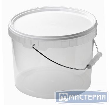 Ведро пищевое 5500 мл, d230хh155 мм, с ручкой, без крышки, прозр., ПП, 25 шт/кор "Альянсупак" 25 шт/упак РОССИЯ ДВ-5,5/230 ОС